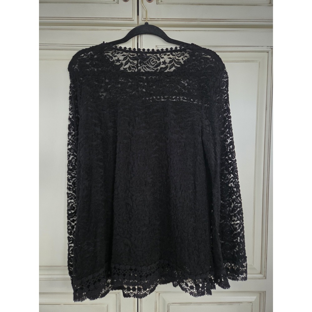 Hannah Floral Lace Top Women's Lg Romantic Feminine Goth Long Sleeve Sheer